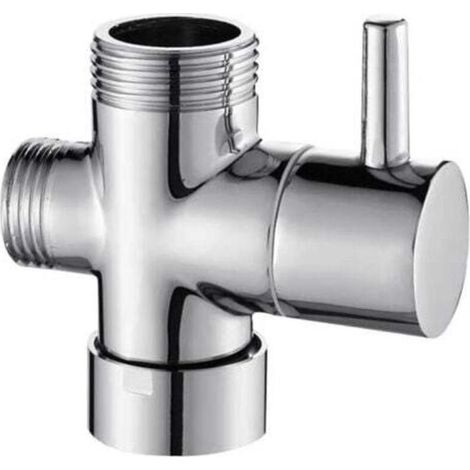 Valve 3 voies en laiton massif G1/2" -DOUchette Composants de -DOUche Raccord universels, Chrome DSF007-