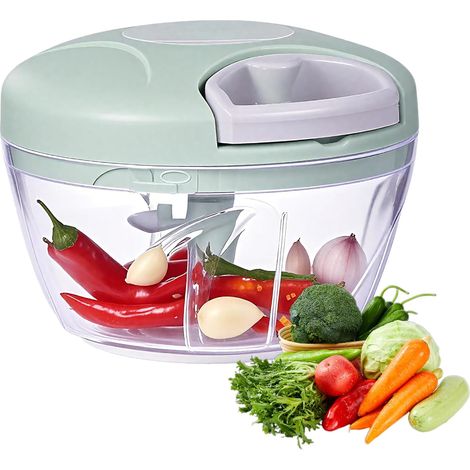 Manual Food Chopper,3 Stainless Steel Blades, Kitchen Onion Chopper Pull String Hand Manual Multi Chopper for Vegetable, Meat, Onion, Garlic, Chili Ginger Seasoning,Baby Food Grinding(Green, 500ml) (1/5)