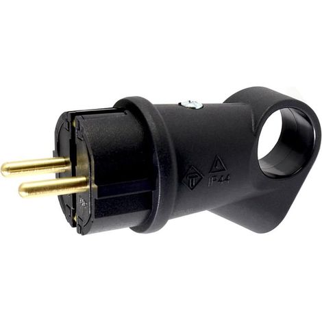 Schuko-Stecker IP44 – 1 Stück – Schwarzes Gummi – 16 A 250 V – Außenbereich (1/2)