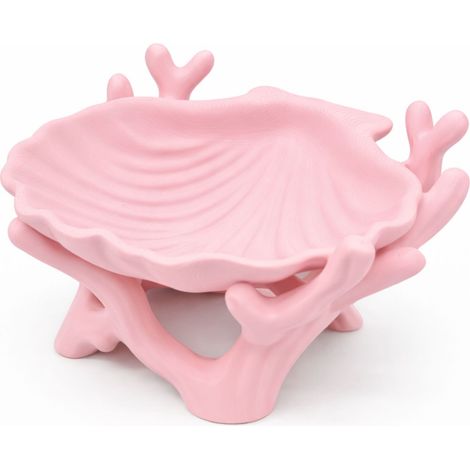Vassoio decorativo con conchiglia rosa, organizer per gioielli, chiavi