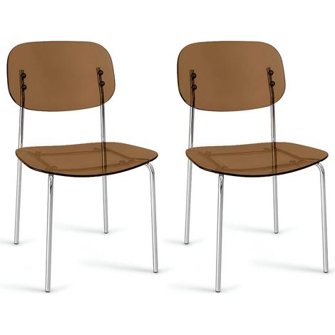 Lot de 2 chaises en métal et résine acrylique, GLAM (1/4)