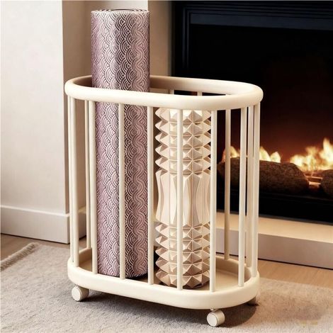 Panier à linge moderne à roulettes, support de rangement pratique pour tapis de yoga, panier de rangement multifonctionnel (58 x 30 x 60 cm) (1/5)