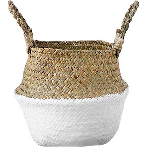 Panier en osier pliable pour rangement, panier à linge en paille patchwork, pot de fleurs décoratif pour jardin