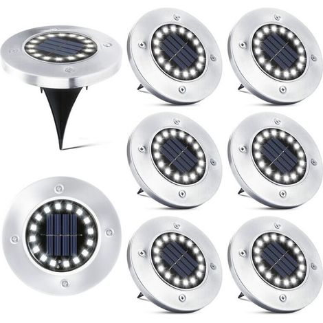 16 LED Lampe Solaire Extérieur-8 Pièces Spot Solaire Jardin Etanche Lampadaire pour Passerelle Chemin Terrasse Cour Souterraine Encastrer Pelouse (1/4)