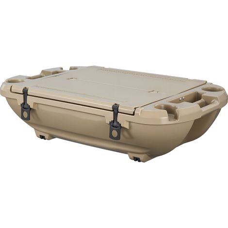 Mophorn Nevera Flotante 37,9 L Enfriador para Agua y Tierra con Portavasos, Estructura Aislada, Cuerda de Remolque y Asas Laterales para Lago, Barco, Playa o Piscina, Color Albaricoque (1/5)