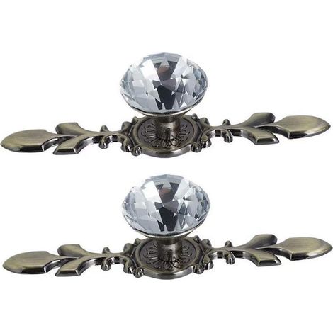 2 poignées en cristal diamant pour portes, tiroirs et placards de (1/5)