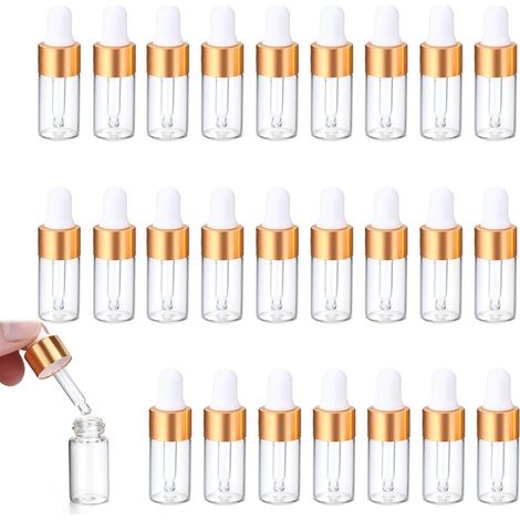 [NIE BENUTZT]25 Stück Pipettenflasche, transparente Tropfflasche, 3 ml Pipettenflasche mit Glaspipette, Mini-Tropfflasche, für ätherische Öle, Aromatherapie, Parfüms, Massage, Reisen (1/5)