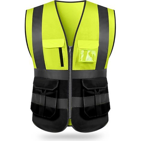 Gilet de sécurité réfléchissant haute visibilité, multipoches, vêtement de travail, sécurité, vêtements de travail, jour et nuit, pour moto et vélo. (1/4)