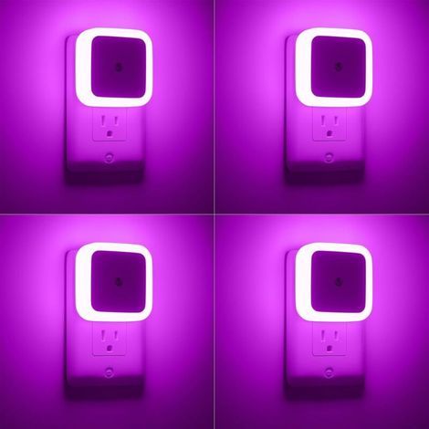 Nachtlichter – Set mit 4 Wand-Nachtlichtern – Rosa Nachtlichter mit Stecker – für Schlafzimmer, Badezimmer, Flur (1/5)