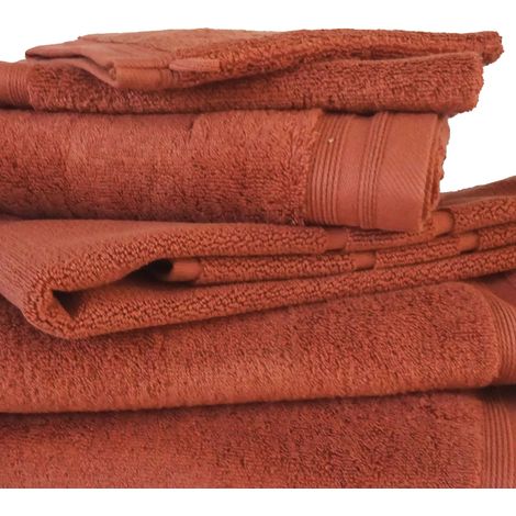 Lot de 6 gants de toilette en éponge Brique 16x21 cm