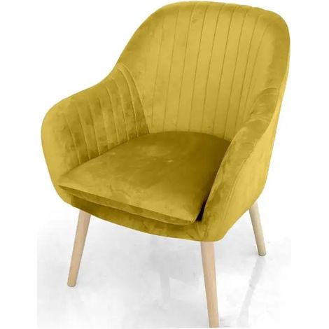 Gelbe Samt-Poltrona 67x73x81