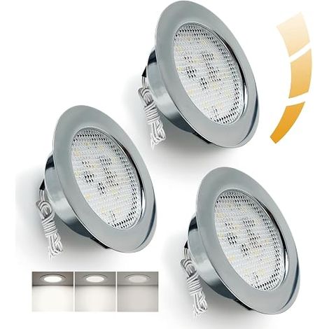 LED Cabinet Lights Dimmable 230 V, 5 W LED Recessed 4500 K Neutral White, 20 mm Extra Flat Spotlights, Hole 55-58 mm Recessed Spotlights for Flat Cabinet, Kitchen Hood (1/5)