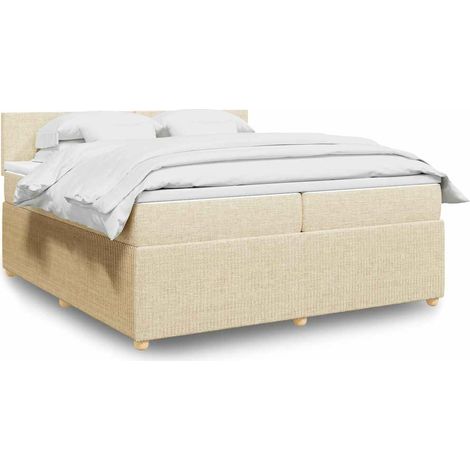 Boxspringbett mit Matratze Creme 200x200 cm Stoff (1/5)