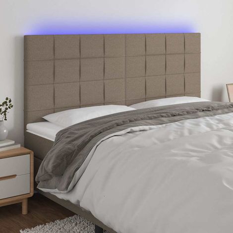 vidaXL Cabecero con luces LED tela gris taupe 160x5x118/128 cm (1/5)