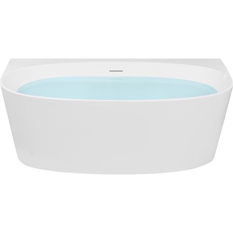 Bañera moderna acrílica ovalada de pared 160 x 80 cm blanco Parnaiba (1/5)