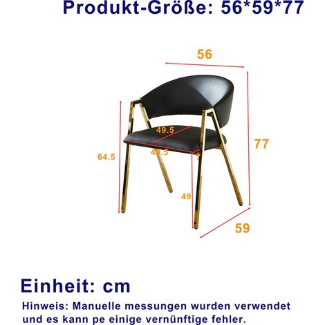 2 Chaises Salle à Manger Noir Cuir PU, Cadre Doré Métal Luxe, Siège Minimaliste Moderne à Dossier, pour Salon & Cuisine
