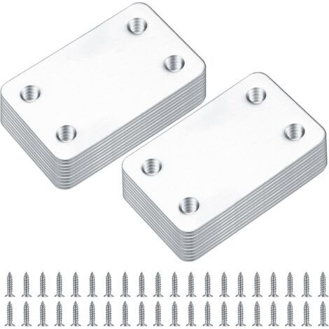 BUNTHAUS 20 Pièces Plaques d'assemblage Perforée Plates, Fixation Droits Plats Plaques, Connecteurs Equerre Fixatio Plats, Connecteur Plaques de Raccord - 38x60 mm (Argent)