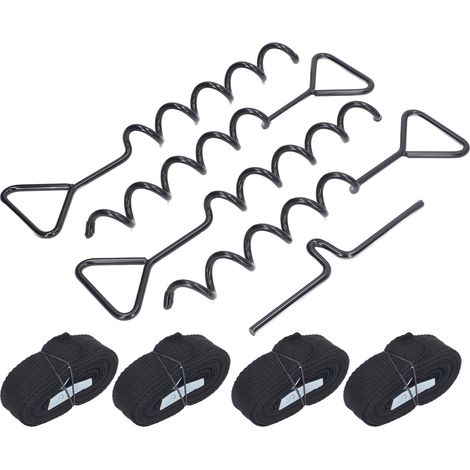 Kit de sardines ancrage polyvalentes acier pour trampoline abri balançoire tente noir (1/5)