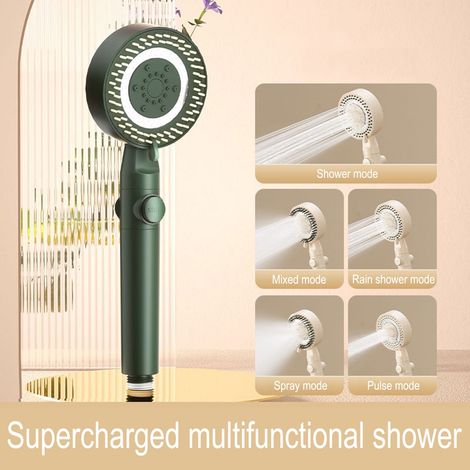 Douche À Main Pressurisée - 5 Modes De Jet - Raccord Quater-Turn - Compatible Chauffe-Eau - Cuivre - 25,5 x 8,5 cm - 1 Pièce (1/4)