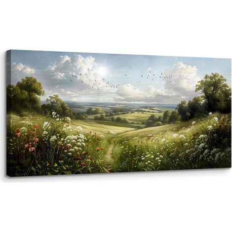 Leinwandbild 50x100 cm Kunstdruck Sonniges Feld 100L x 50B cm (1/5)