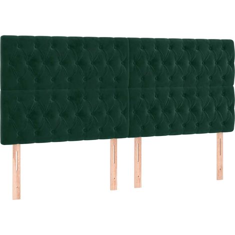 Tête de lit Vert foncé 200x7x118/128 cm Velours (1/5)