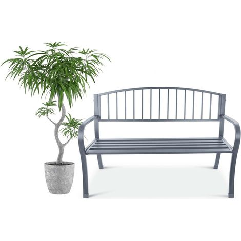 Gartenbank mit ruckenlehne parkbank fur terrasse und balkon metallkonstruktion graphit