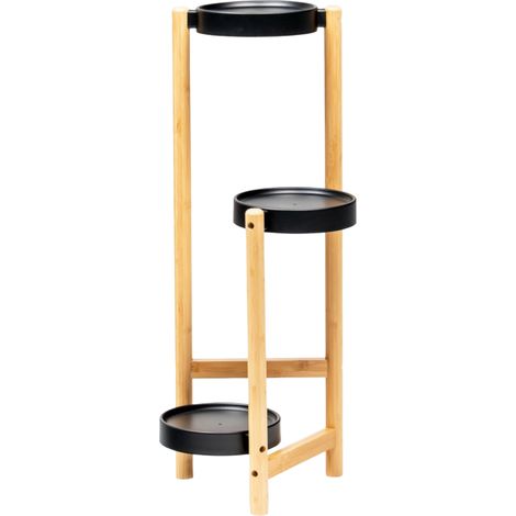 Supporto per piante a 3 livelli in bambù Meven 26 x 50 x 80 cm Nero (5905842530911) (1/5)