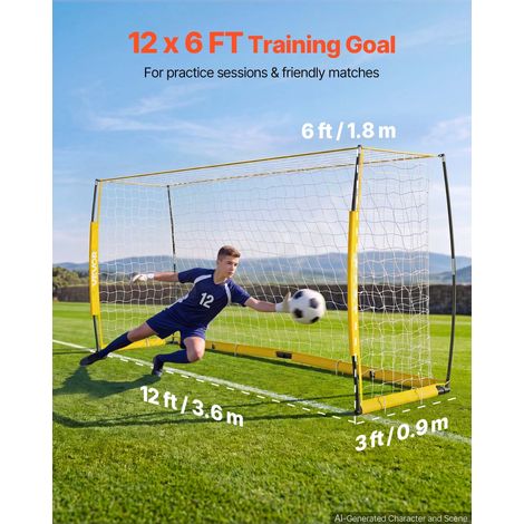 But de Football 3,6x1,8 m Cage de Foot avec Filet Base Métaillique, pour Cour Stade Jardin Extérieur, Portable et Stable, Équipemen… (1/5)