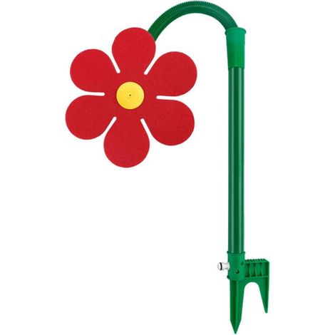 Arroseur Crazy Daisy en plastique rotatif à 360° avec piquet, système d'irrigation pour jardin, pelouse, cour, terrasse, jeux d'eau pour enfants (rouge) (1/5)