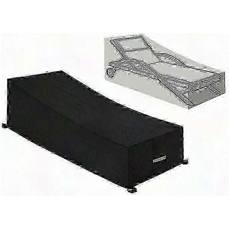 Housse de protection pour transat en tissu 210D Ox, imperméable, coupe-vent et résistante aux UV (210 x 75 x 40/80 cm) - Noir (1/3)