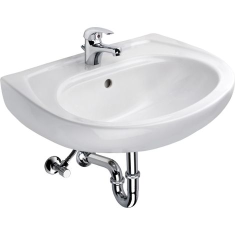 Cornat Waschtsich-Komplett-Set 60 cm weiß Waschbecken Handwaschbecken Keramik