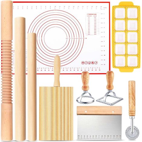 Ustensiles pour la fabrication de pâtes, ensemble de 10 pièces en bois pour la fabrication de pâtes (1/5)