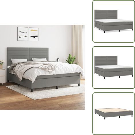 Boxspringbett mit Matratze Dunkelgrau 160x200 cm Stoff - Boxspringbett - Doppelbett - Bettenrahmen - Matratze - Schlafsystem (1/5)