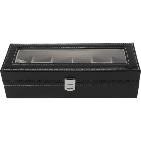 Boîte de rangement en cuir PU de haute qualité à 6 emplacements pour montres et bijoux (Produit tendance) (1/5)