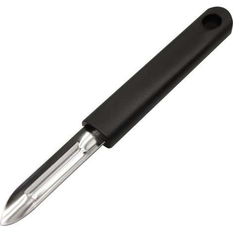 Juego de 5 peladores de acero inoxidable negro de 17 cm: cuchilla fija para pelar sin esfuerzo patatas (1/5)