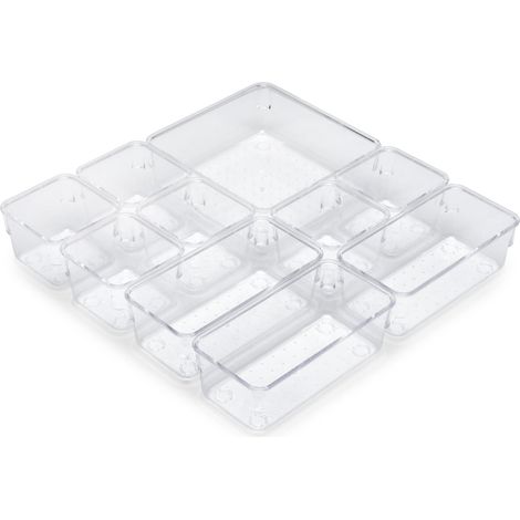 Kit de 10 seaux organisateurs pour tiroirs, Plastique, Transparent (1/5)