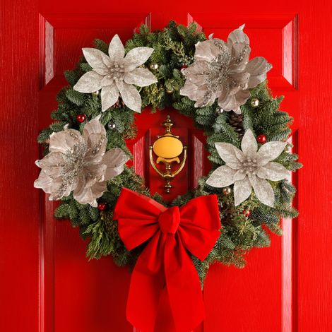 Étoile de Bethléem pour sapin de Noël, lot de 6 fleurs rose-champagne [SE-GB20] (1/4)