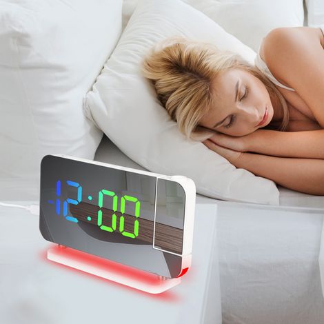 Ortviai Horloge Électronique LED RGB avec Projecteur 360°, Veilleuse Colorée et Base Lumineuse Ambiante pour Décoration Intérieure (1/4)