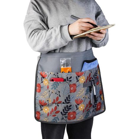 Tablier de jardinage agrandi 51×42,5 cm gris, tablier de travail bricolage, tablier de ménage maison, tablier de commande, tablier d'atelier quincaillerie, tablier anti-taches mi-long (1/5)