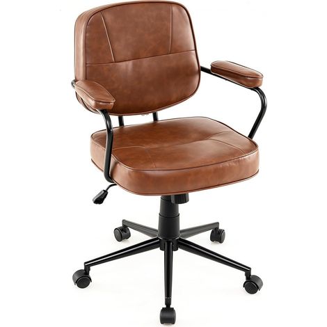 COSTWAY Sedia da Scrivania, Sedia Ufficio Girevole con Altezza Regolabile e Schienale a Dondolo, Poltrona Gaming in Pelle Sintetica Imbottita con Ruote, Portata 130 kg, per Casa e Studio (1/5)