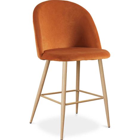 Taburete Tapizado en Terciopelo - Diseño Escandinavo - 66cm - Evelyne (1/5)
