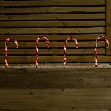 25cm Set of 12 Battery Powered Light up Christmas Candy Cane Path Lights with 60 Warm White LEDs (1/5)