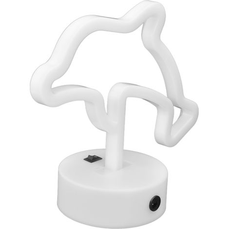 Neon-LED-Nachtlicht in Delfinform, Tischlampe für Schlafzimmer, Bar, Party, USB- oder batteriebetrieben, mit Sockel (Batterien nicht im Lieferumfang enthalten) (1/5)