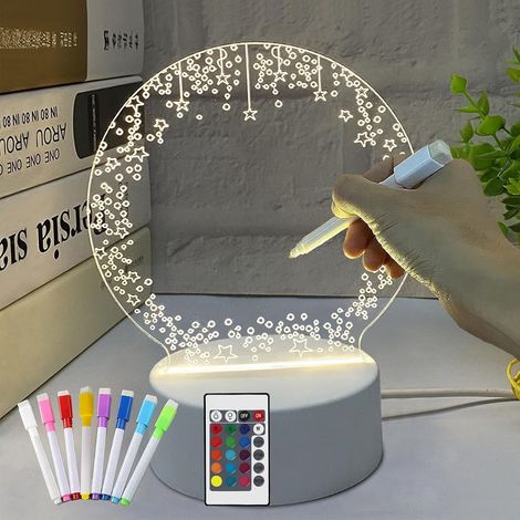Veilleuse en Acrylique Cadeau pour Maman, Idée Cadeau Femme Anniversaire, Noël, DIY Tableau Écriture Lampe Veilleuse Bébé Enfant Fille Télécommande Prise USB A Piles Couple Fête des Mères - Étoile (1/5)