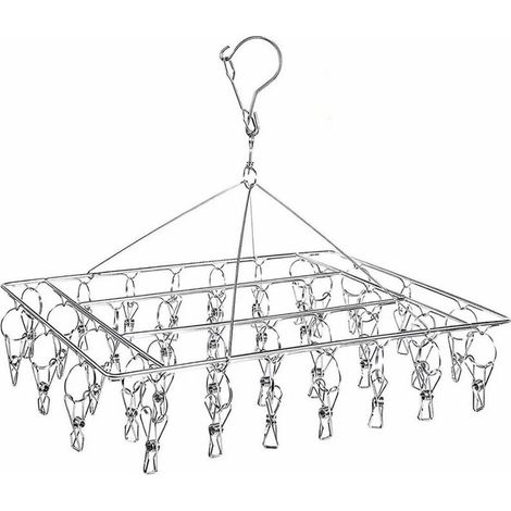 Porte-chaussettes coupe-vent multifonctionnel en acier inoxydable à 36 clips (type carré de 4 mm (36 clips)),HANBING (1/5)
