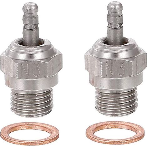 2PCS Bougie de préchauffage RC Nitro N3 pour voiture RC, camion et buggy 1/10 compatible avec Traxxas Kyosho HSP HPI Redcat (1/5)