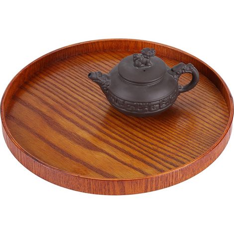 Plateau de Service en Bois Naturel 24 cm pour Thé et Nourriture (1/5)