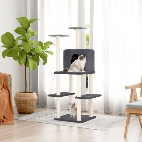 Arbre à chat avec griffes en sisal, gris foncé, 144,5 cm (1/4)
