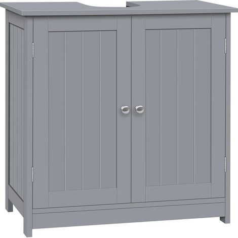 WOLTU Mueble de baño en forma de U bajo lavabo, ahorra espacio, con estante ajustable, 60 x 30 x 60 cm, gris claro