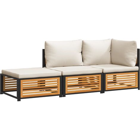 Maison Exclusive - 3-tlg. Garten-Sofagarnitur mit Kissen Massivho